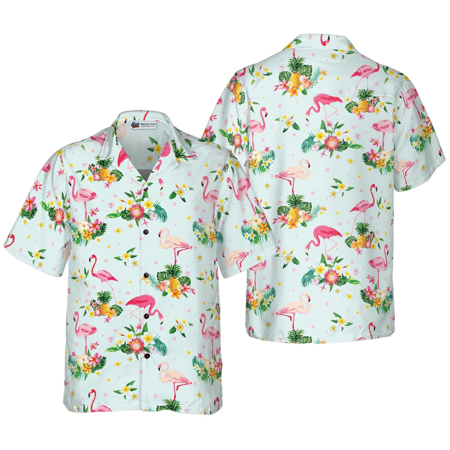 Beautiful Flamingo Shirt For Men Hawaiian Shirt, Tropical Summer, Tropical Flowers And Fruits Aloha Shirt For Men And Women, Perfect Gift For Flamingo Lovers, Friends, Husband, Boyfriend, Family