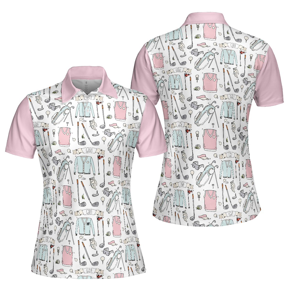 Golf Life In Pink Short Sleeve Women Polo Shirt, Golf Pattern Polo Shirt For Ladies, Golf Shirt For Ladies