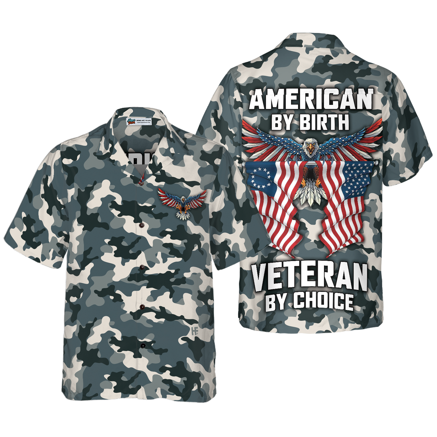 Camo American by Birth Veteran by Choice Veterans Day, Best gift for Independence Day, Memorial day Hawaiian Shirt