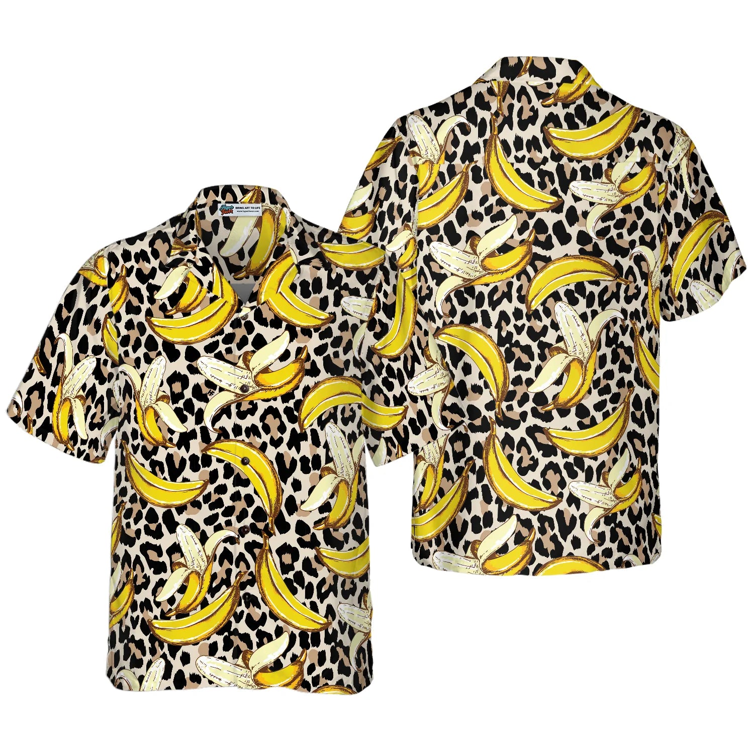 Banana On Leopard Pattern Hawaiian Shirt, Funny Banana Pattern Aloha Shirt For Men & Women, Best Gift For Summer, Husband, Boyfriend, Wife, Girlfriend