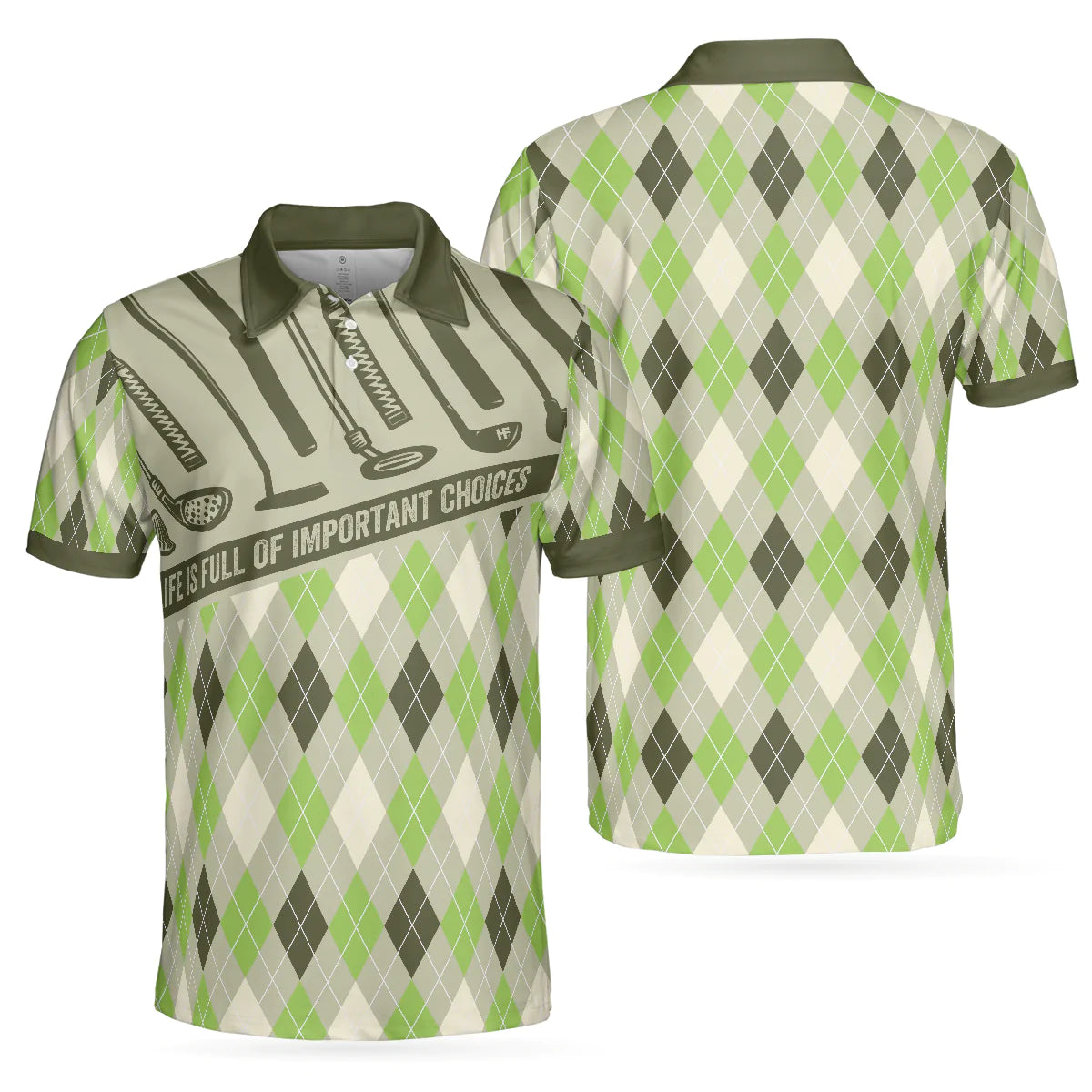 Argyle Pattern Golf Men Polo Shirt, Life Is Full Of Important Choices Shirt For Men