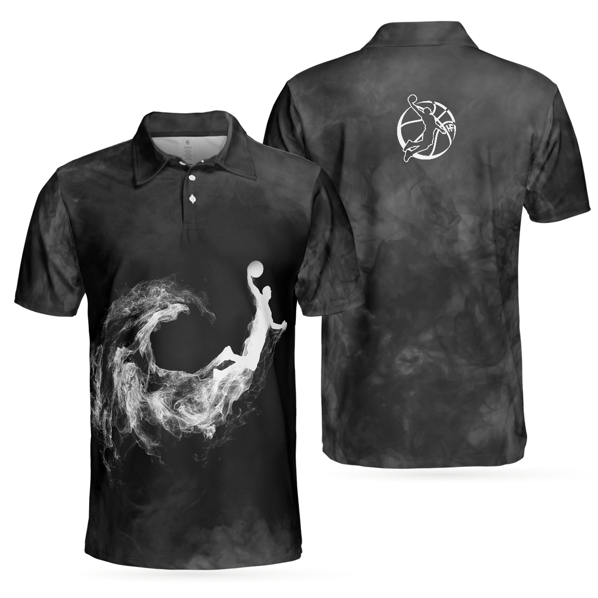 Basketball On Smoke Black Theme Men Polo Shirt, Smoke Basketball Dunk Player Polo Shirt, Best Baseball Shirt For Men, Gift For Basketball Lovers