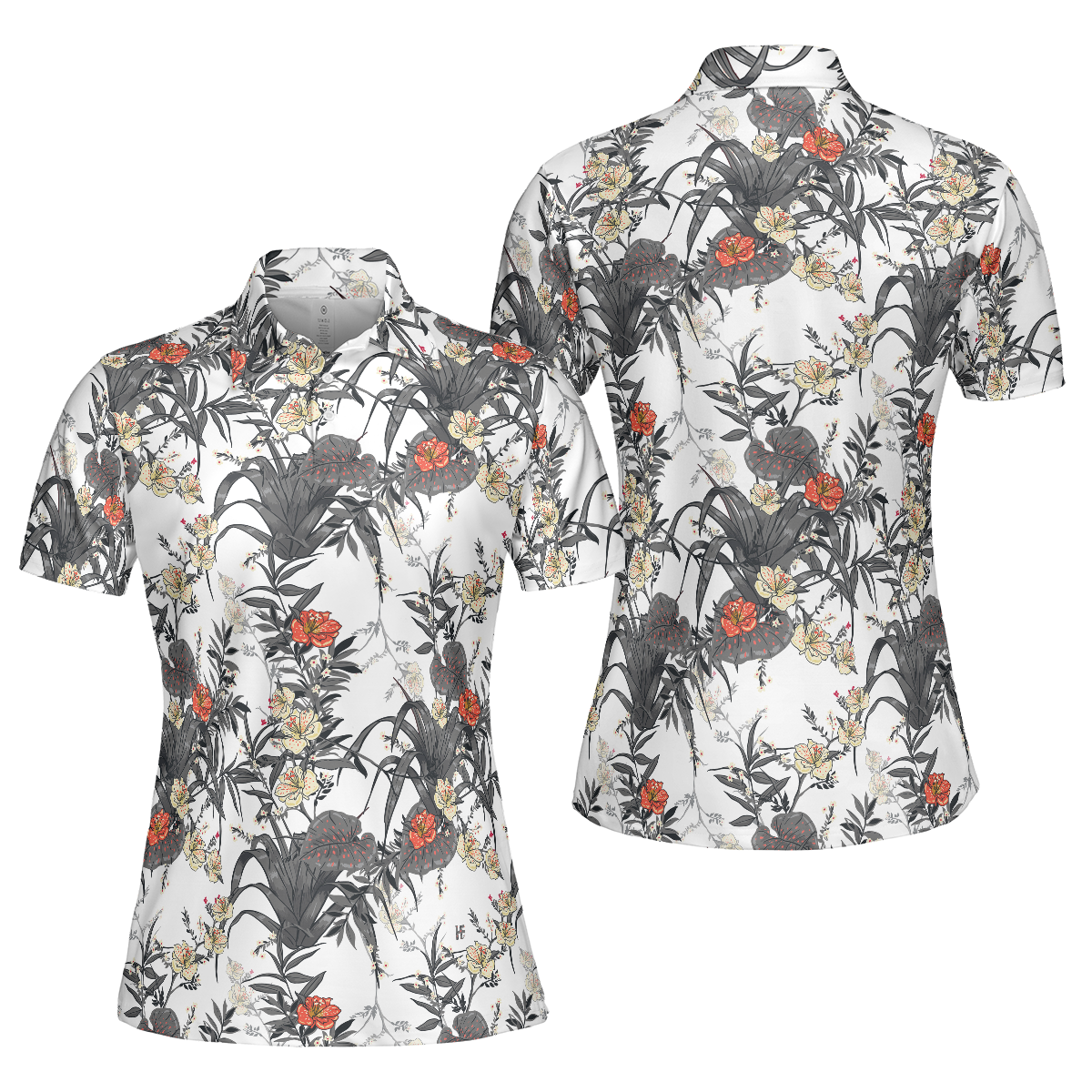 Tropical Flowers Shirt Short Sleeve Women Polo Shirt - Perfect Gift For Women