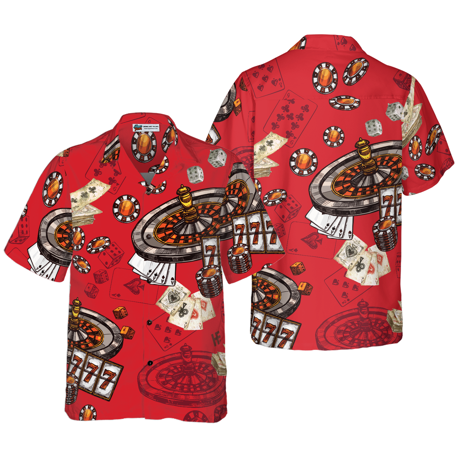 Casino Pattern Red Background Hawaiian Shirt, Best Gift For Husband, Wife, Boyfriend, Girlfriend, Friend, Family