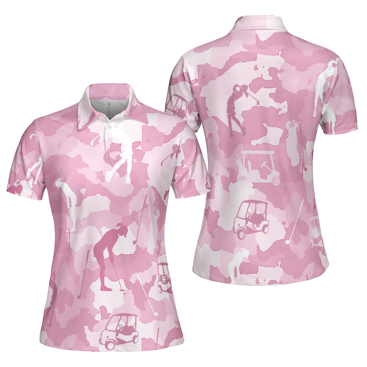 Golf Girl Camouflage Short Sleeve Women Polo Shirt, Gift Golf For Women, Best Gift For Women Golfers