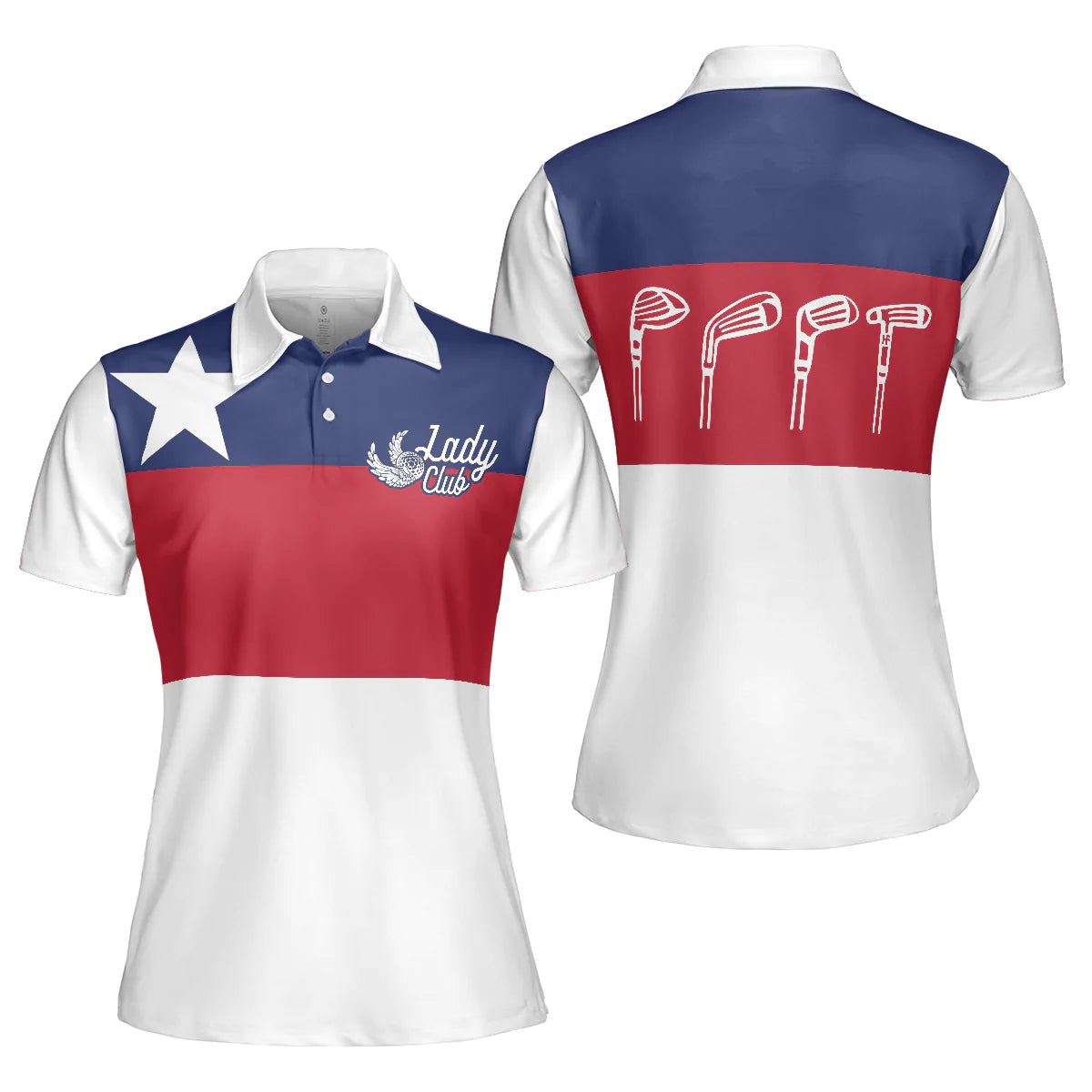 Texas Flag Golf Women Polo Shirt, Lady Squad Texas Short Sleeve Shirt For Ladies, Gift For Female Golfers