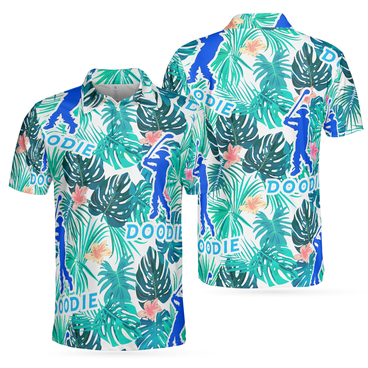 Doodie Tropical Polo Shirt, Short Sleeve Men Polo Shirt, Best Gift For Men, Polo Shirt Gift For Men Golfers