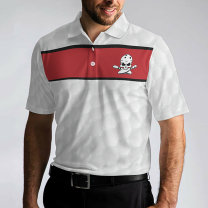 Bowling Men Polo Shirt - Bowling Skull Polo Shirt, Red And White Skull Bowling Polo Shirt - Perfect Gift For Friend, Family, Bowling Lovers