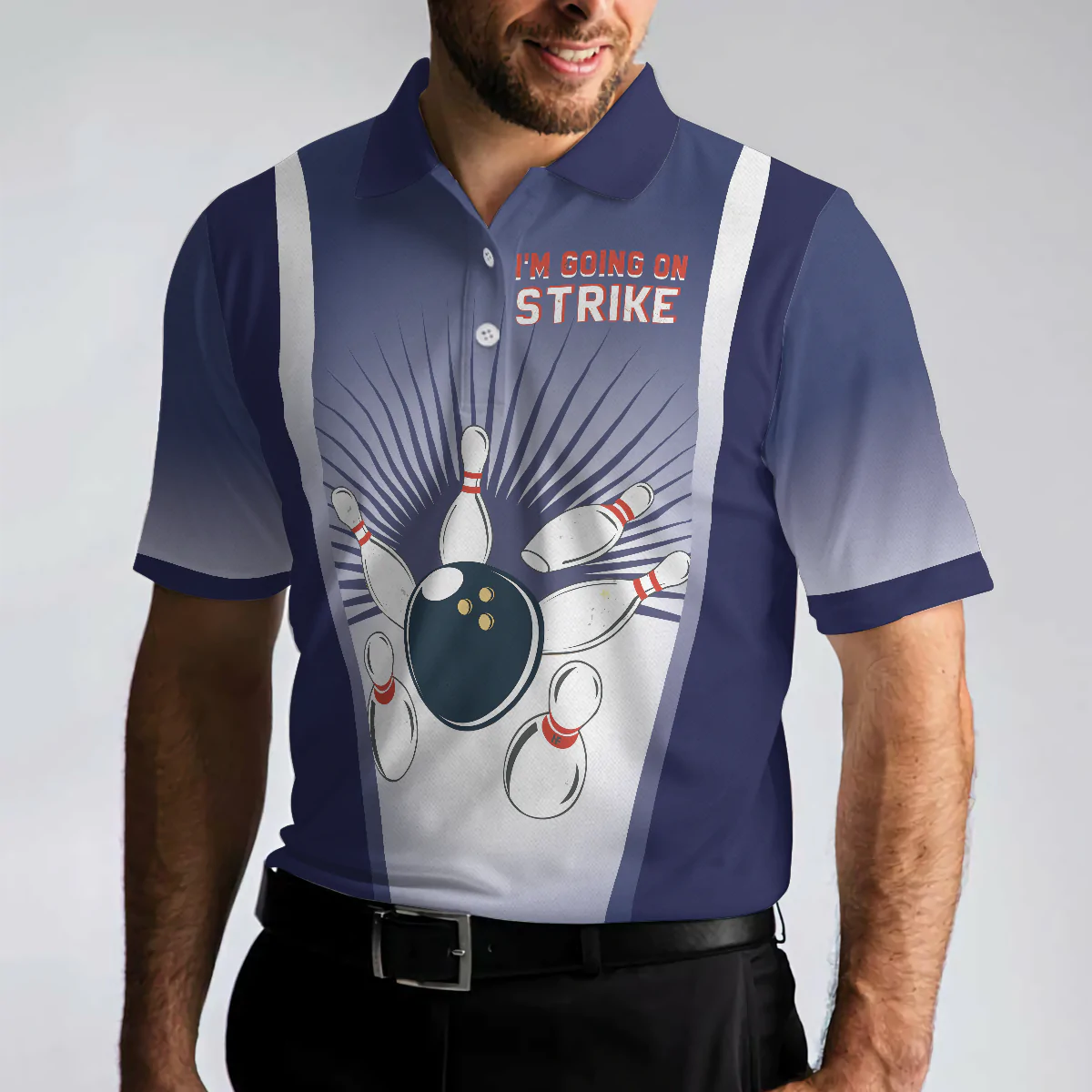 Striking Bowling Men Polo Shirt, I'm Going On Strike Bowling Polo Shirt, Best Bowling Shirt For Men, Gift For Bowling Lovers
