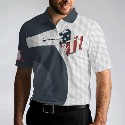 Golf Swing American Flag Polo Shirt, Golf Ball Texture Polo Shirt, Patriotic Golf Shirt For Men, Cool Gift For Golfers