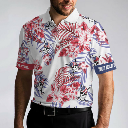 Seamless Tropical Pattern Golf Skull America Polo Shirt, Texas Bluebonnet Golf Shirt For Men - Perfect Gift For Men, Golfers