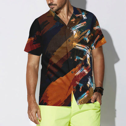 Artistic Tropical Gun Hawaiian Shirt, Colorful Aloha Shirt For Men & Women, Best Gift For Summer, Husband, Wife, Boyfriend, Girlfriend