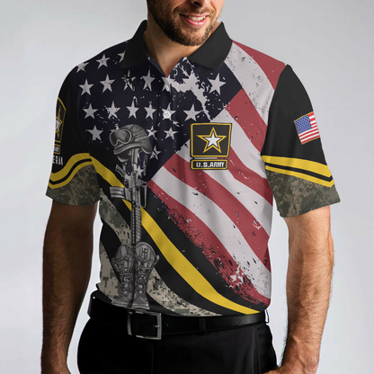 US Army Veteran DNA Polo Shirt, American Flag Veteran Polo Shirt For Adults, Best Gift Idea For Veterans - Perfect Gift For Men