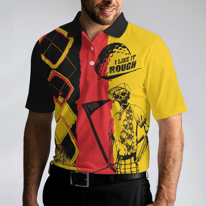 Argyle Pattern German Flag Skeleton Golfing Men Polo Shirt, Golf I Like It Rough Polo Shirt, Funny Golf Shirt For Men