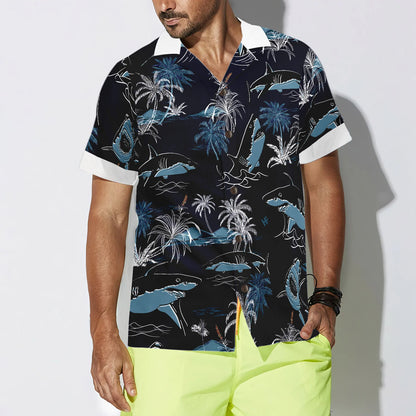 Bite People Hail Satan Shark Hawaiian Shirt, Shark Aloha Shirt - Perfect Gift For Shark Lover, Husband, Wife, Boyfriend, Girlfriend, Family, Friends