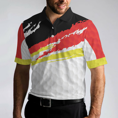 German Flag Golf Texture Short Sleeve All Over Print Men Polo Shirt, Paint Art Polo Shirt, Best Golf Shirt For Men