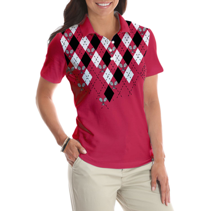 Tennis Women Polo Shirt, Tennis Shirt With Argyle Pattern Short Sleeve Women Polo Shirt - Perfect Gift For Women, Ladies