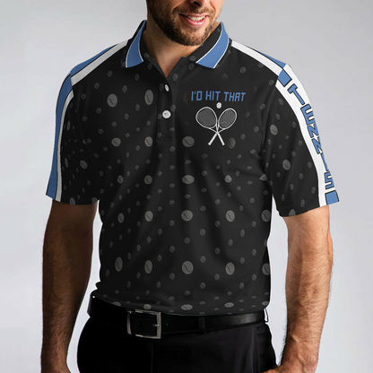 Tennis Blue Version Polo Shirt, Black Dot And Tennis Ball Pattern Polo Shirt, Best Tennis Shirt For Men - Perfect Gift For Men, Tennis Lovers