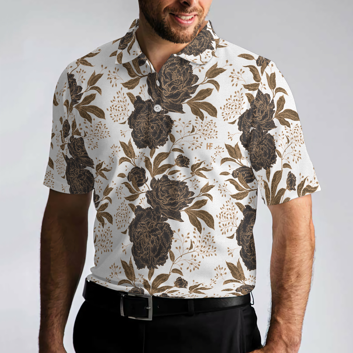 Vintage Peonies And Roses Seamless Pattern Polo Shirt, Vintage Rose Shirt Design For Adults, Best Roses Pattern Shirt - Perfect Gift For Men