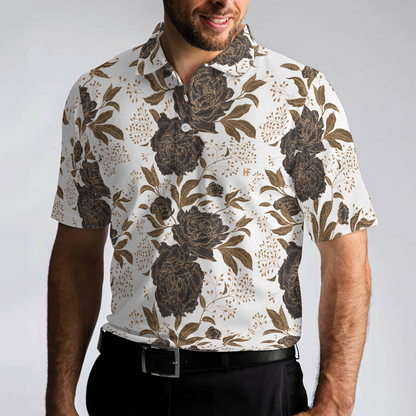 Vintage Peonies And Roses Seamless Pattern Polo Shirt, Vintage Rose Shirt Design For Adults, Best Roses Pattern Shirt - Perfect Gift For Men