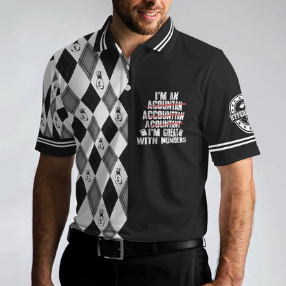 Argyle Pattern Accountant Men Polo Shirt, I'm An Accountant I'm Great With Numbers Shirt For Men, Gift For Accountant