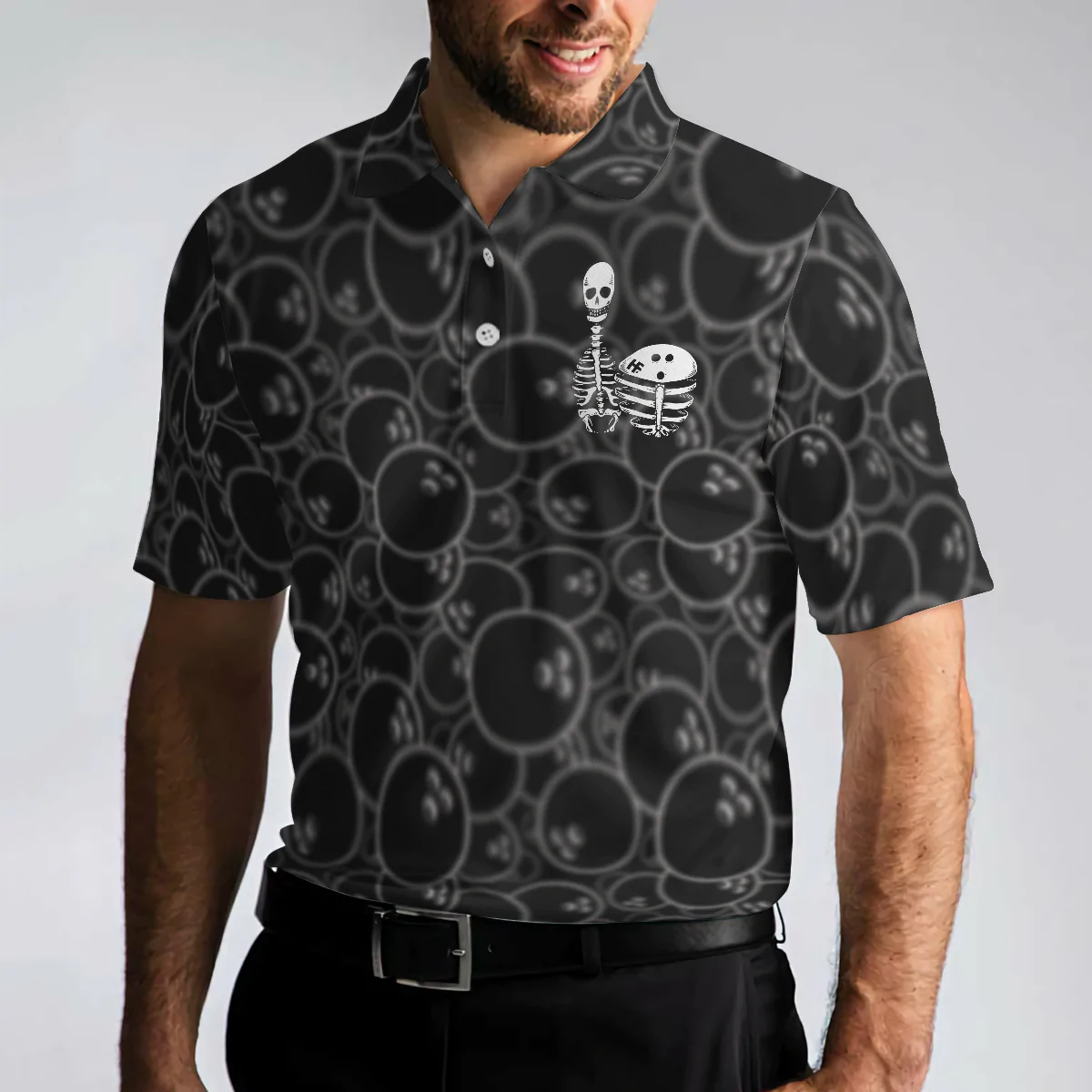 Real Grandpas Bowl Polo Shirt, Black Ball Pattern Bowling Polo Shirt, Funny Bowling Shirt With Sayings - Best Bowling Gift For Men
