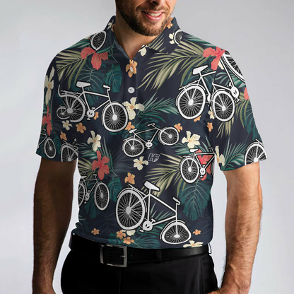 Tropical Bike Polo Shirt, Tropical Cycling Themed Shirt For Bike Lovers, Funny Cycling Shirt Design - Perfect Gift For Men