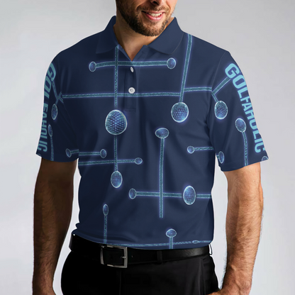 Digital Golf Men Polo Shirt, Golfaholic Geometric Golf Ball Low Poly Design Polo Shirt, Best Golf Shirt For Men, Best Gift For Golfers