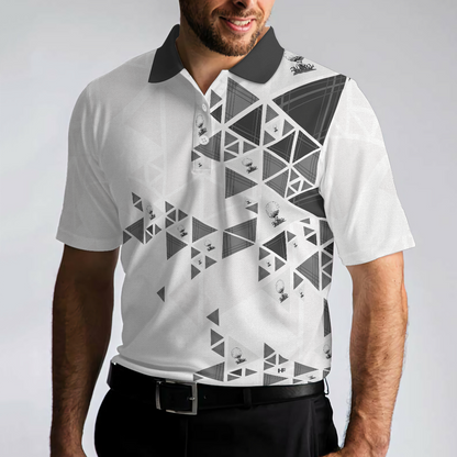 Golf Pattern On Par For 50 Years Men Polo Shirt, Black And White Polo Shirt, Best Golf Shirt For Men