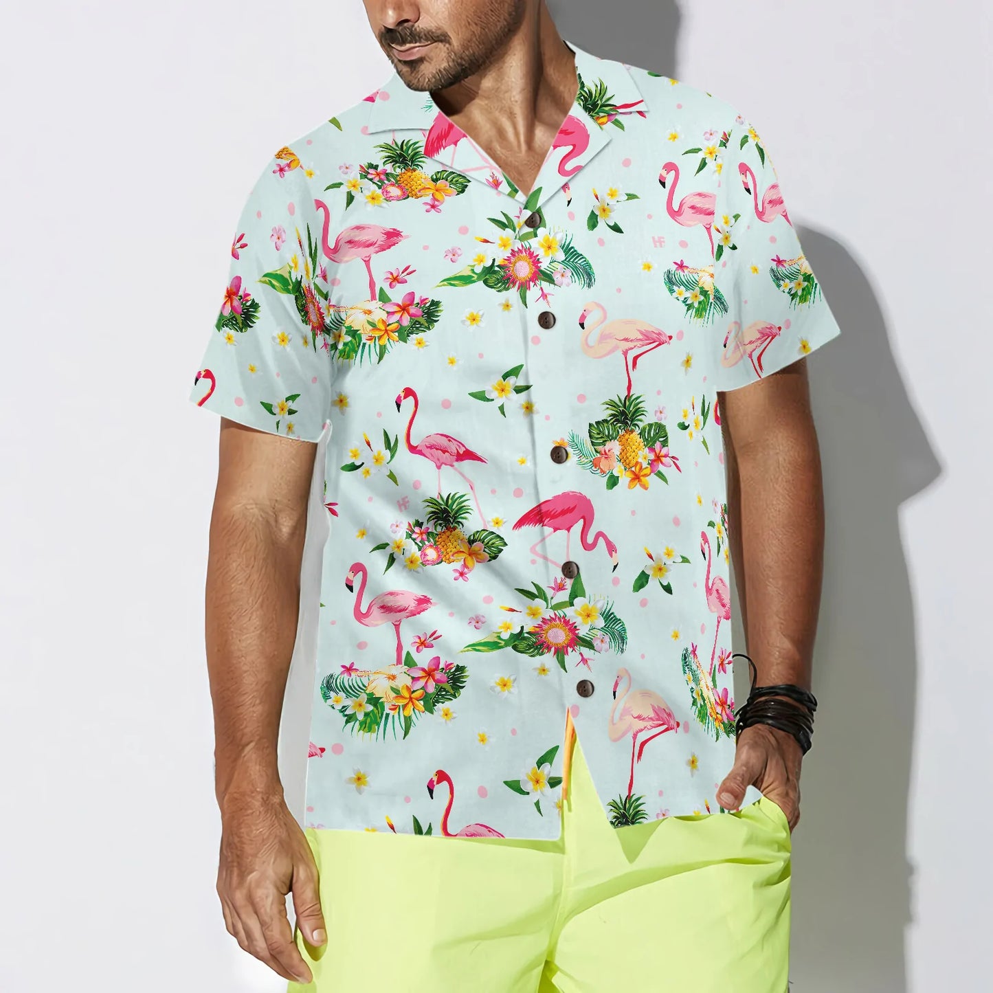 Beautiful Flamingo Shirt For Men Hawaiian Shirt, Tropical Summer, Tropical Flowers And Fruits Aloha Shirt For Men And Women, Perfect Gift For Flamingo Lovers, Friends, Husband, Boyfriend, Family