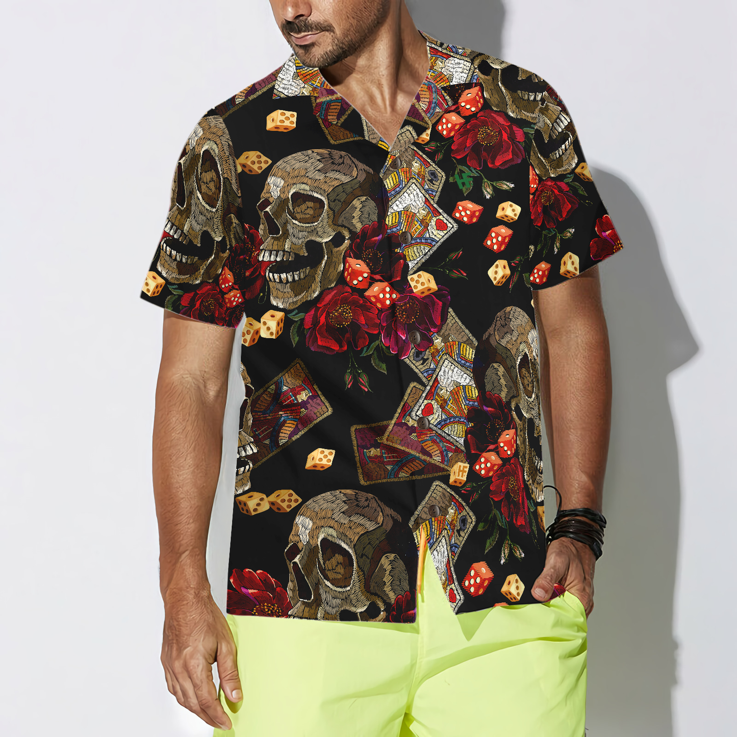 Casino Skull Colorful Hawaiian Shirt, Best Gift For Husband, Wife, Boyfriend, Girlfriend, Friend, Family