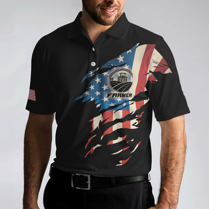 American Flag Farmer Men Polo Shirt, Farmer My Craft Allows Me To Farm Anything In The World Shirt For Men