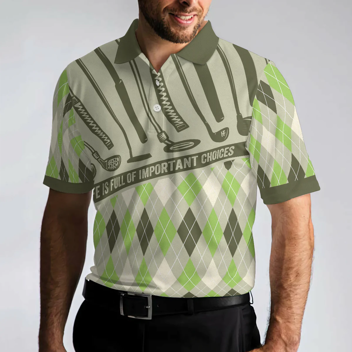 Argyle Pattern Golf Men Polo Shirt, Life Is Full Of Important Choices Shirt For Men