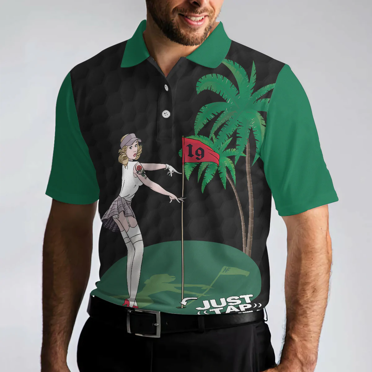 Black and green golf shirts sale