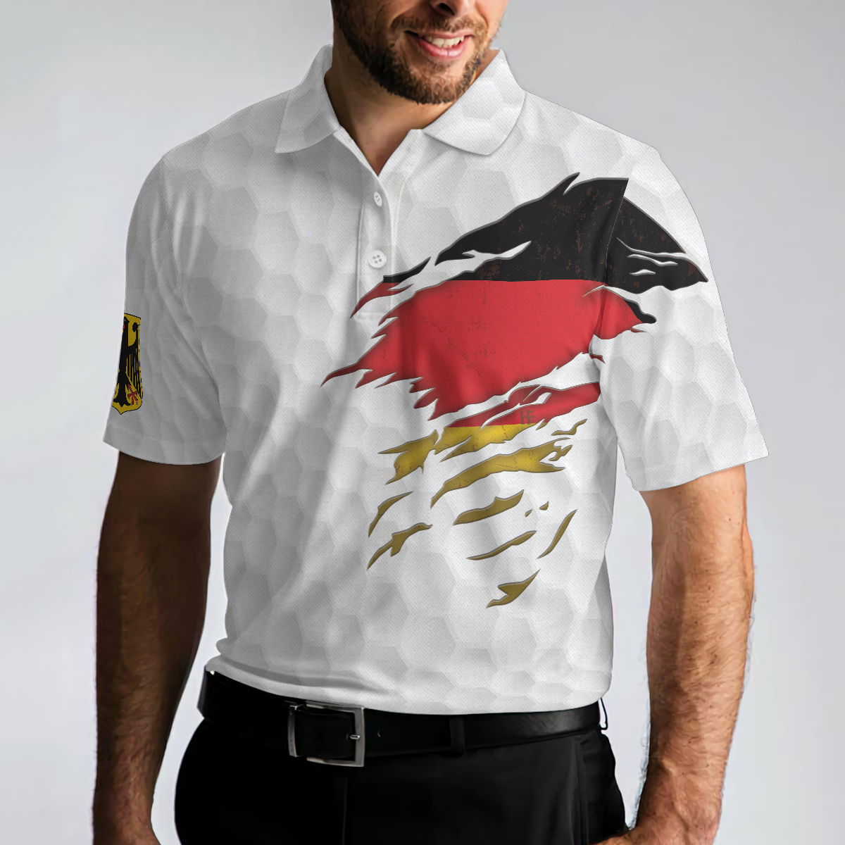 Golf Germany Flag Polo Shirt, White Golf Pattern Polo Shirt, German Golf Shirt For Men, Polo Shirt For Men, Best Gifts For Men Golfers