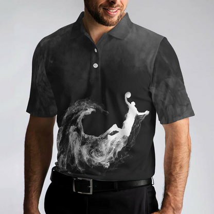 Basketball On Smoke Black Theme Men Polo Shirt, Smoke Basketball Dunk Player Polo Shirt, Best Baseball Shirt For Men, Gift For Basketball Lovers