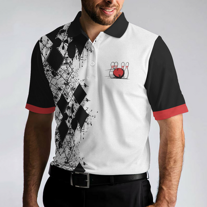 I Go Bowling Because I Like It Men Polo Shirt, Black Argyle Pattern Shirt Design, Best Polo Style Bowling Shirt