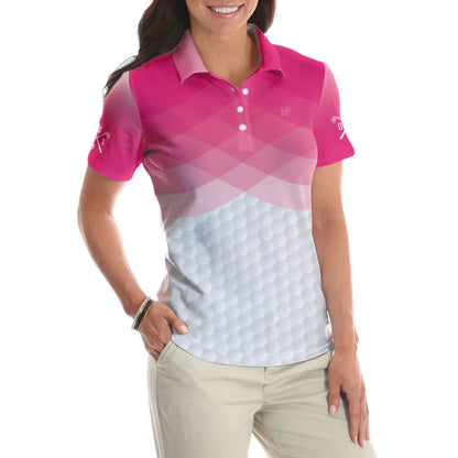 Pink Argyle Pattern Golf Polo Shirt, Just A Pink Girl Who Loves Playing Golf Short Sleeve Shirt For Ladies, Gift For Female Golfers