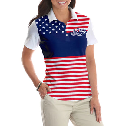 America Flag Golf Clubs Women Polo Shirt, Lady Squad Golf Short Sleeve Shirt For Ladies, Gift For Female Golfers