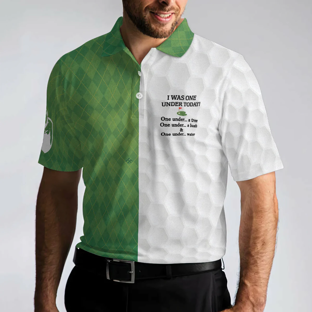 White And Green Golf Polo Shirt, I Was One Under Today Golfing Shirt, Gift Idea For Male Players, Gift For Golfers