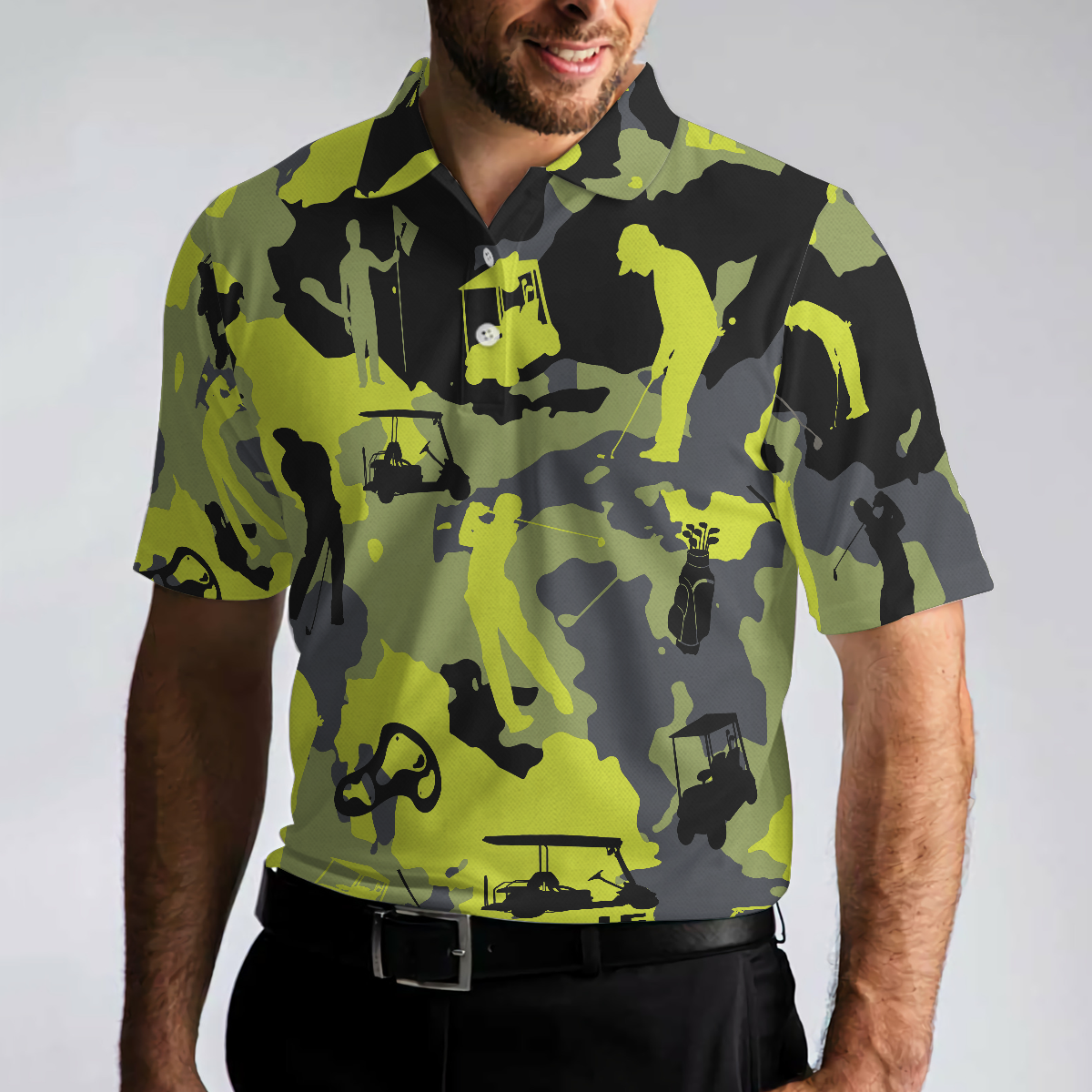 Men Polo T-Shirt - Green Camo