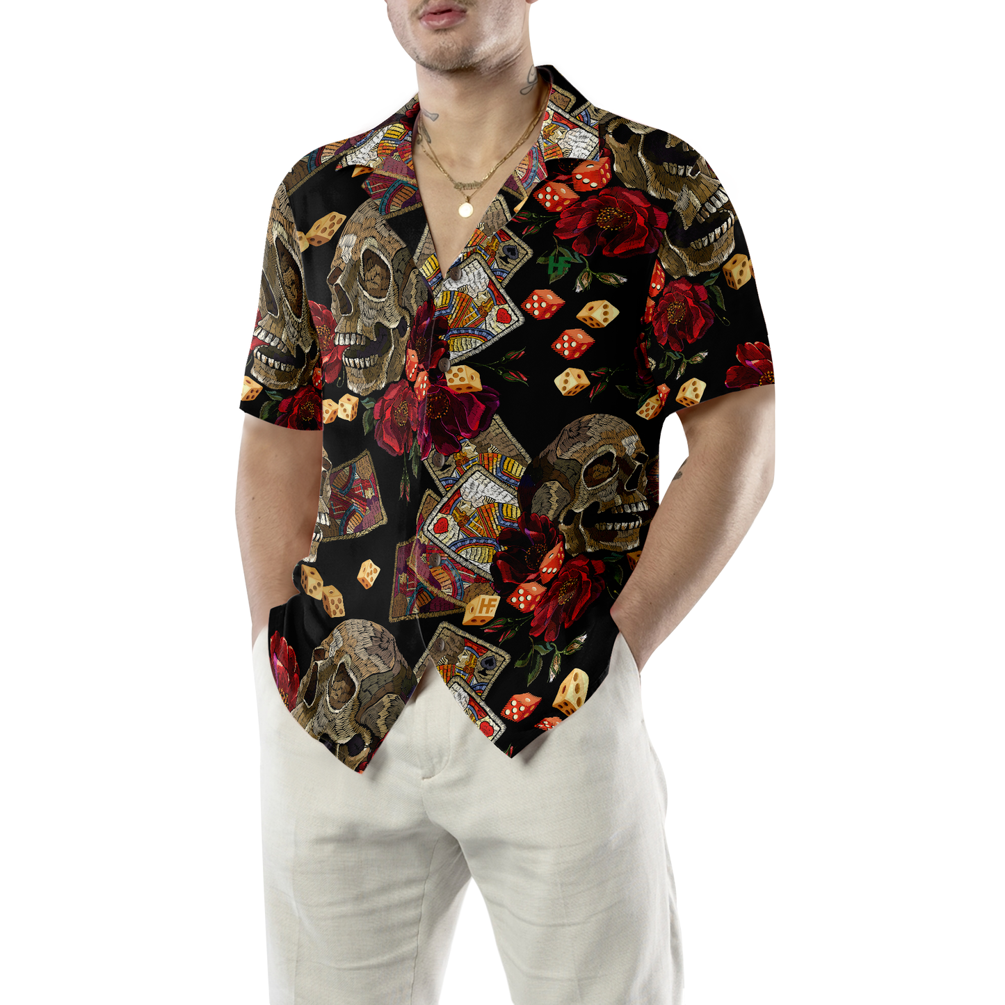 Casino Skull Colorful Hawaiian Shirt, Best Gift For Husband, Wife, Boyfriend, Girlfriend, Friend, Family