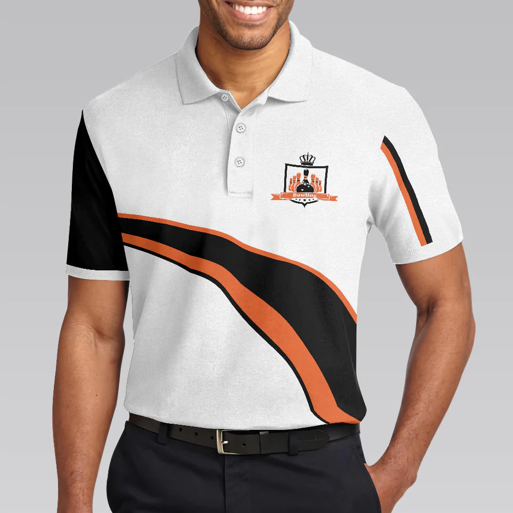 White Bowling Short Sleeve Men Polo Shirt, Incredi Bowl Bowling Polo Shirt For Men, Cool Gift For Male