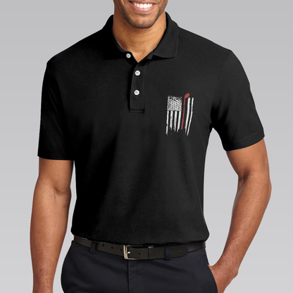 Black And White American Flag Golf Clubs Men Polo Shirt, Golf Nation Short Sleeve Golf Polo Shirt, Patriotic Golf Shirt For Men