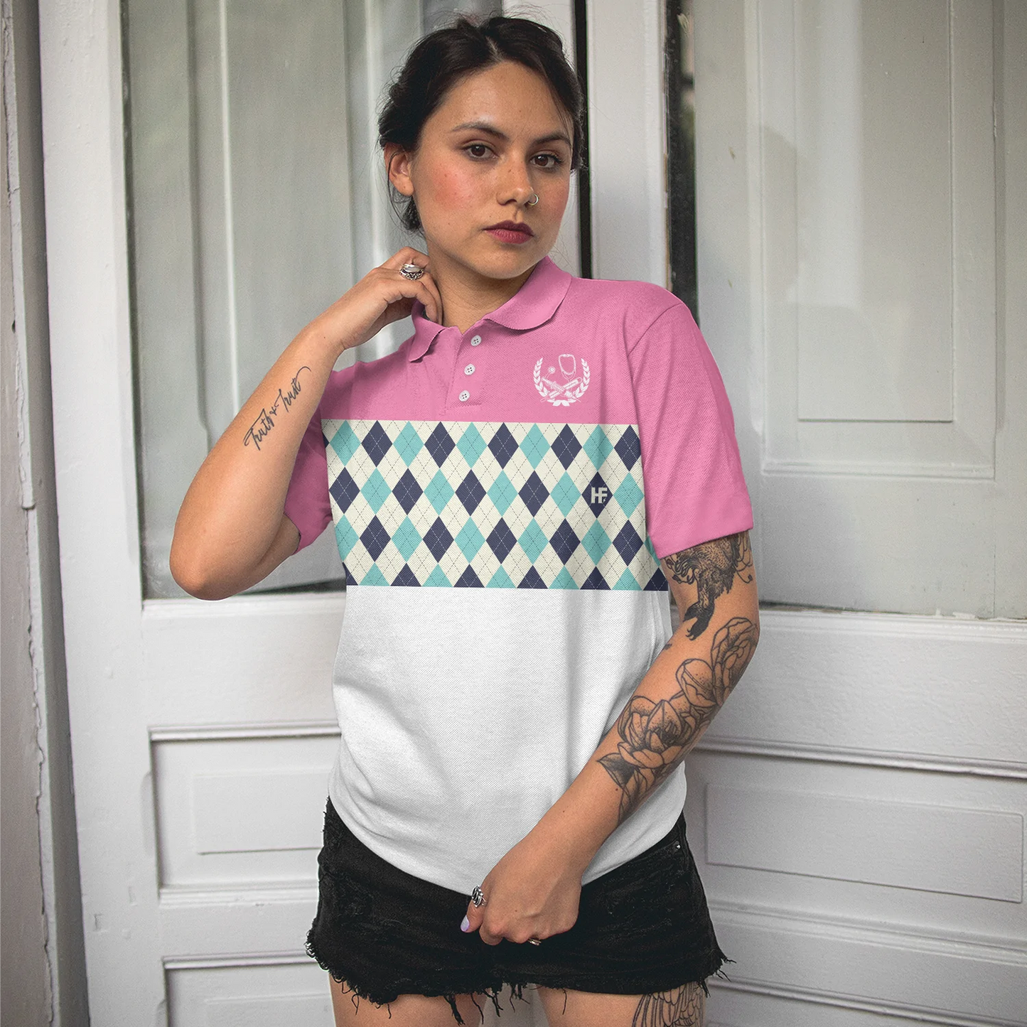 Argyle Pattern Nurses Women Polo Shirt, I Was Born To Be A School Nurse Short Sleeve Shirt For Nurses, Nurse Vibes Shirt