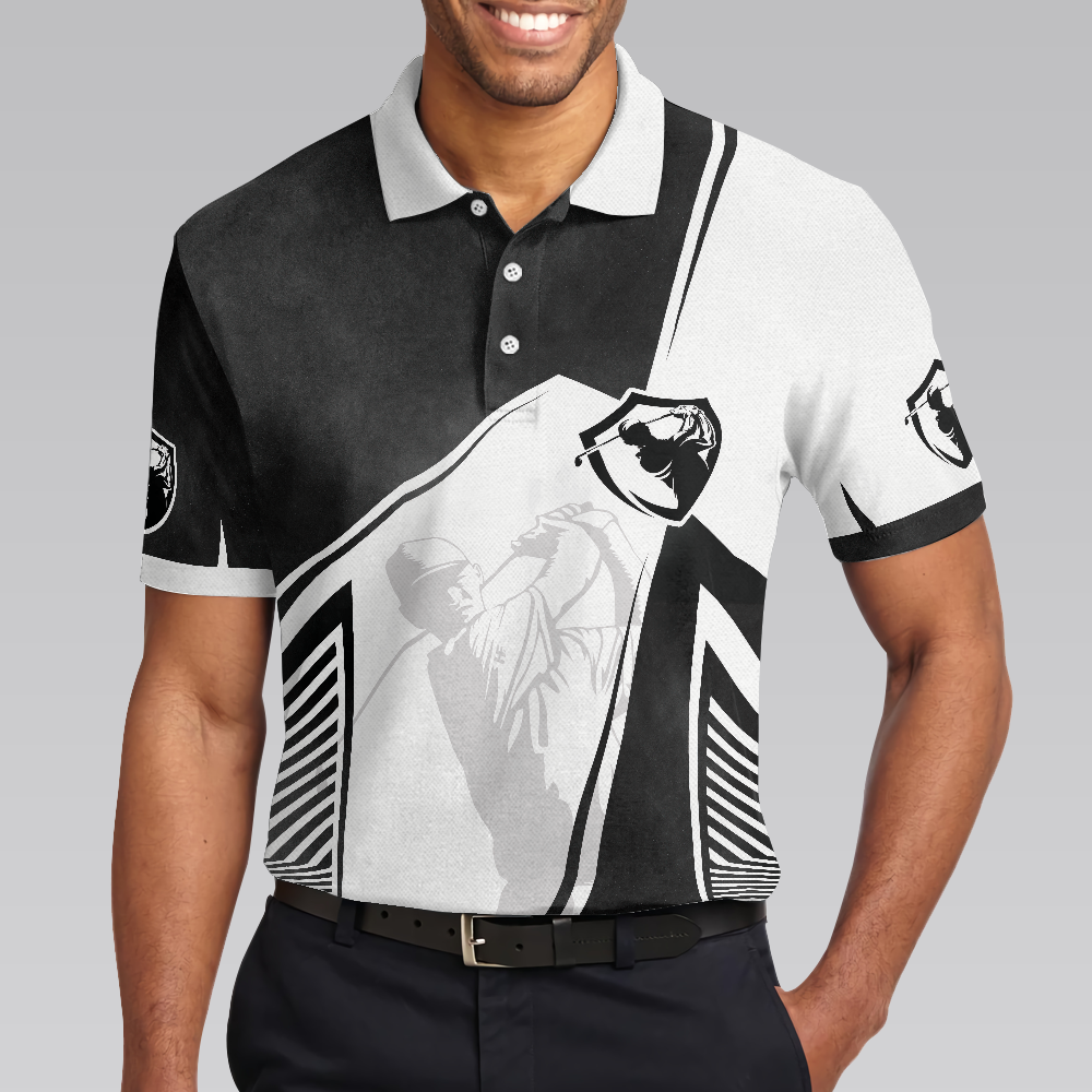 Black And White Golfer Men Polo Shirt, Golf Saved Me From Being A Pornstar Polo Shirt, Funny Golf Shirt For Men