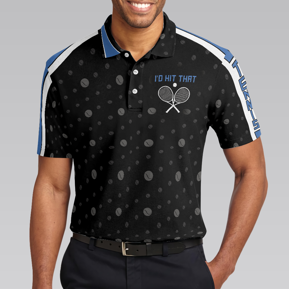 Tennis Blue Version Polo Shirt, Black Dot And Tennis Ball Pattern Polo Shirt, Best Tennis Shirt For Men - Perfect Gift For Men, Tennis Lovers