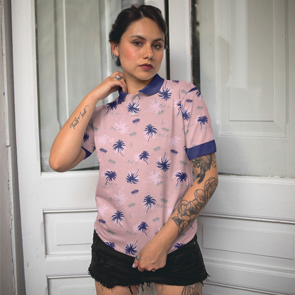 Tropical Palm Tree Pattern Shirt Short Sleeve Women Polo Shirt - Perfect Gift For Women