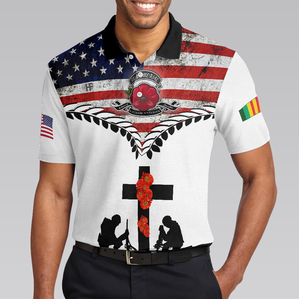 Vietnam Veteran Polo Shirt, American Flag Veteran Shirt Design, Thoughtful Gift For Vietnam Veterans - Perfect Gift For Men