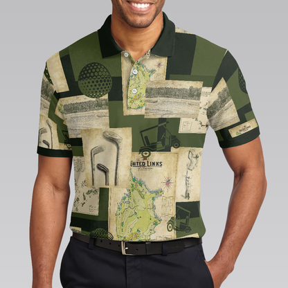 Vintage Golf Art All Over Print Polo Shirt, Vintage Golf Map And Sketch Polo Shirt, Best Golf Shirt - Perfect Gift For Men